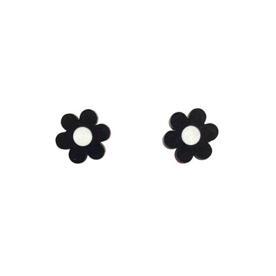 Midi-Gänseblümchen-Ohrstecker, schwarze, umweltfreundliche Ohrringe