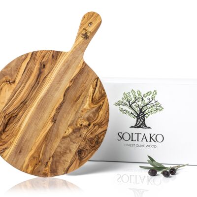 Olive wood pizza board / chopping board round "Margherita"