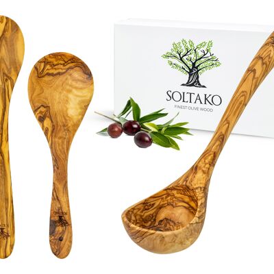 Olive wood cooking spoon / soup ladle set of 3 "The Eintopf Lover Set"