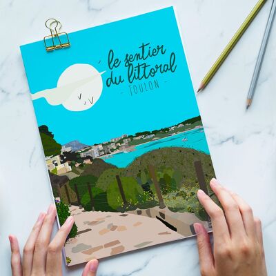 Postkarte Küstenweg, Mittelmeer, Toulon