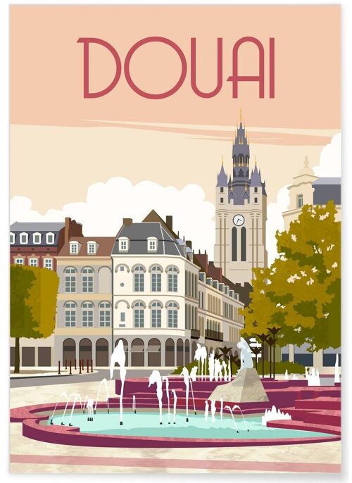Affiche illustration de la ville de Douai
