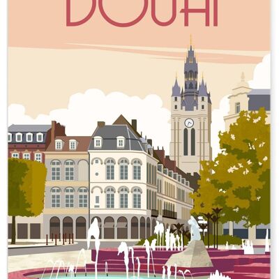Affiche illustration de la ville de Douai