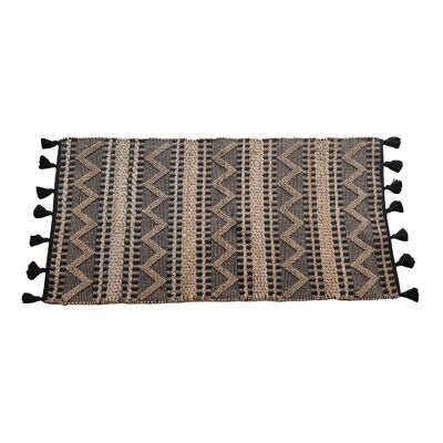 Teppich Efeu | 80x160cm | schwarzes Sackleinen