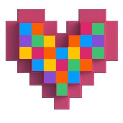 Color de píxel giratorio | Imán del corazón del color del pixel de <br> Agrega Estilo A Su Móvil! Imán de la foto del refrigerador