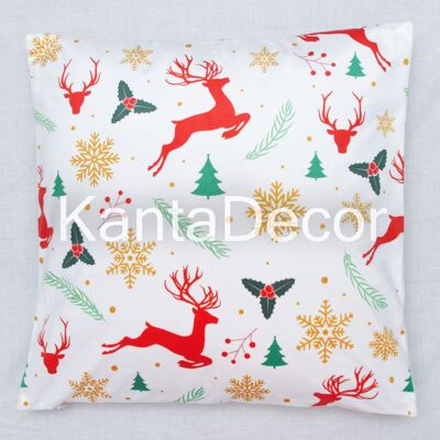 Fodera per cuscino quadrata in velluto di Natale - bianca