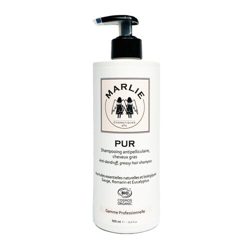 PUR, shampooing antipelliculaire, cheveux gras - 500ml