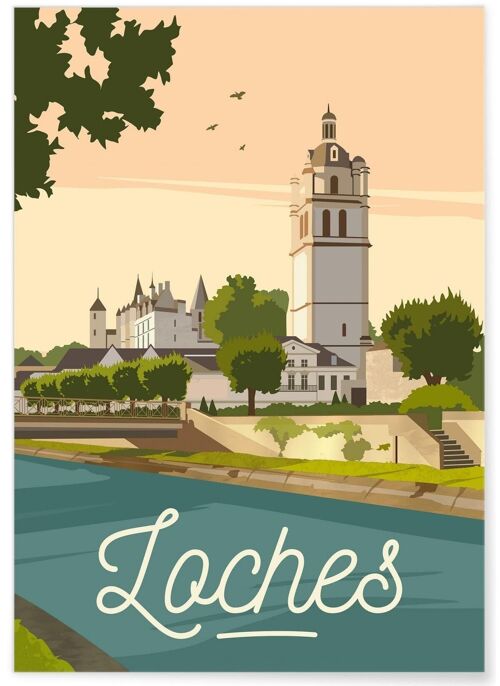 Affiche illustration de la ville de Loches