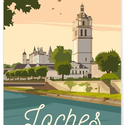 Affiche illustration de la ville de Loches