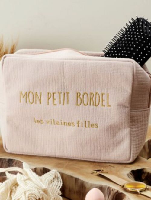 Idée cadeau : Grande trousse en gaze de coton "mon petit bordel"