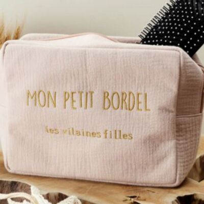 Idée cadeau : Grande trousse en gaze de coton "mon petit bordel"