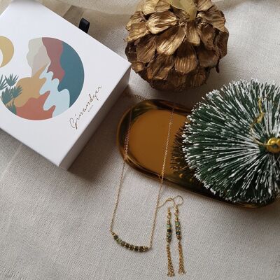 Confezione regalo di Natale: set di orecchini e collana Rani