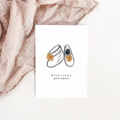 Birth card - Camel baby slippers