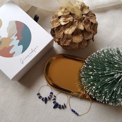 Weihnachtsgeschenkpaket – Set aus Lapislazuli-Ohrringen und Armbändern