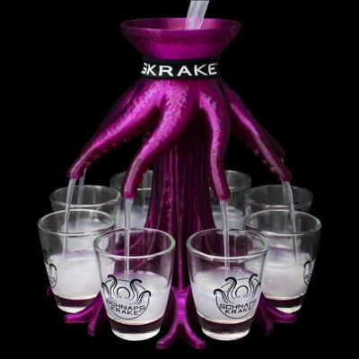 Schnapps octopus - purple transparent - with glasses