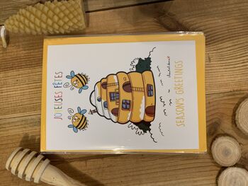 Carte de voeux Maison Ruche abeilles