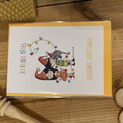 Tarjeta de felicitación de niño gato