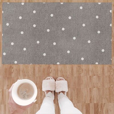 GRAND TAPIS DE PORTE LAVABLE POINTS BLANCS