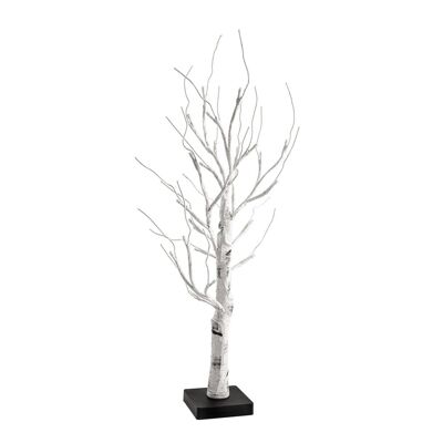 Plastic and metal tree with 24 white LEDs 60 cm. 3xAA 1,5V batteries not included
