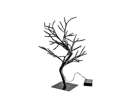 Albero in plastica e metallo con 48 led colore nero cm 45. Batterie 3xAA 1,5V non incluse