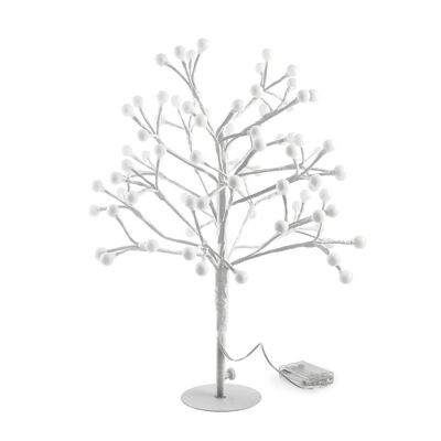 Arbre en plastique et métal avec 84 LED blanches 55 cm 3 piles AA 1,5V non incluses