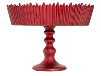 Présentoir à gâteaux avec pied Celebration en verre pailleté rouge 24,5 cm. 4