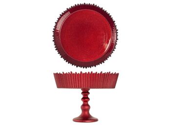 Présentoir à gâteaux avec pied Celebration en verre pailleté rouge 24,5 cm. 5