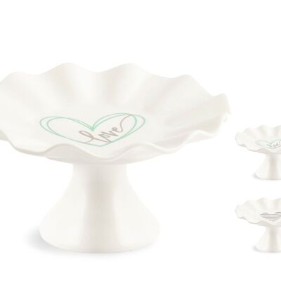 Stand in new bone china, decorations and assorted colors in pastel shades 16.5x8.5 cm.