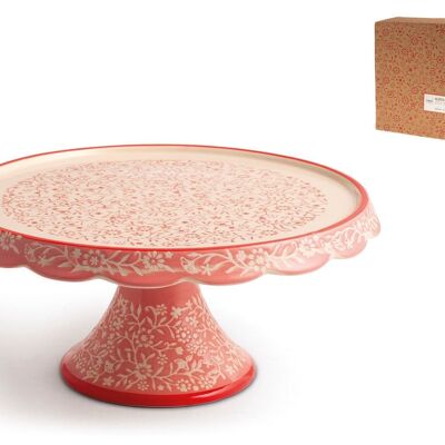 Madame round cake stand in decorated stoneware cm 24x12 h