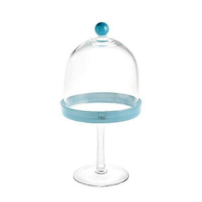 Glass stand with Blue Edge Dome 14 cm Height 30 cm