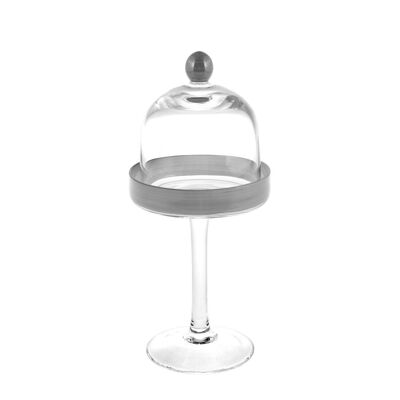 Glass stand with Dome Gray Edge 12 cm Height 26 cm