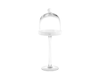 Support en verre avec dôme à bord blanc 14 cm Hauteur 40 cm 2