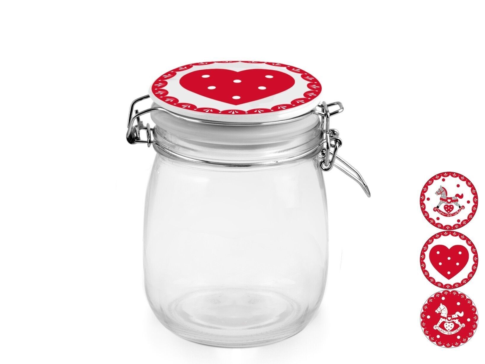 Barattolo Cavallino in vetro con tappo in ceramica decori assortiti cc 750