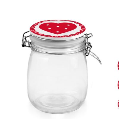 Cavallino glass jar with ceramic lid with assorted decorations cc 750
