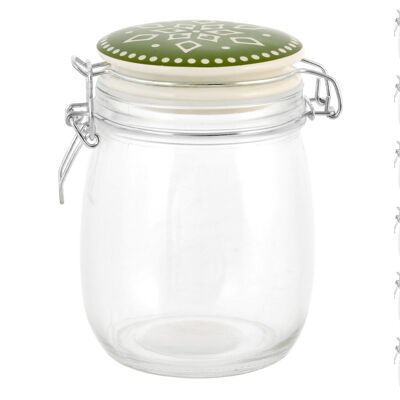 Ellen glass jar with ceramic lid with assorted decoration Lt 0,75