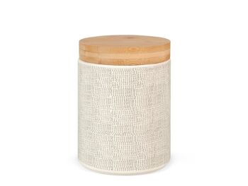 Pot en porcelaine décoré avec couvercle hermétique en bambou Lt 1,7 2