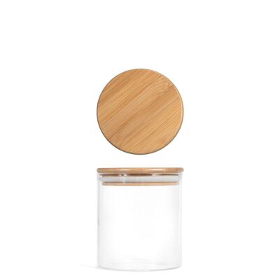 Jar in borosilicate glass with hermetic bamboo cap cc 600