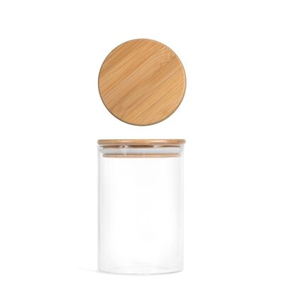 Jar in borosilicate glass with hermetic bamboo cap cc 800