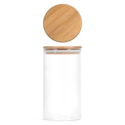 Borosilicate glass jar with bamboo hermetic lid Lt 1