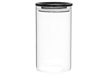 Pot en verre borosilicaté avec couvercle hermétique en plastique gris fumé cc 1000. 1