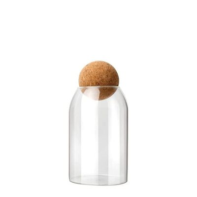 Transparent borosilicate glass jar with cork lid cc 800.