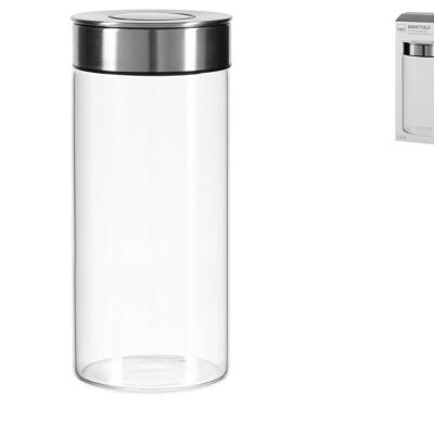 Jar in borosilicate glass, with stainless steel cap and practical 1.5 kg open / close system.
