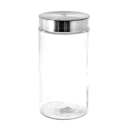 Pot en verre transparent avec bouchon à vis en acier inoxydable de 1,5 litre