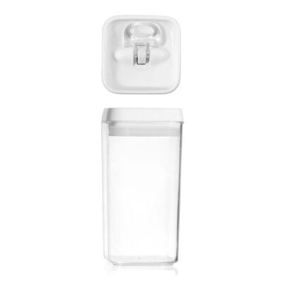 Square stackable jar in polystyrene with hermetic cap in white polypropylene Lt 1.1