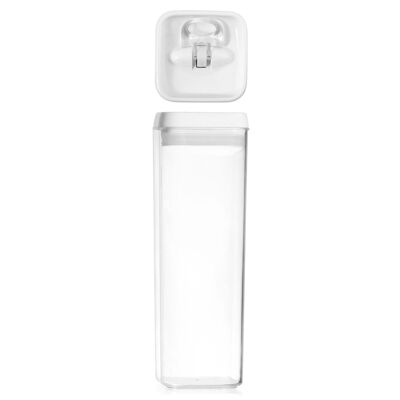 Square stackable jar in polystyrene with hermetic cap in white polypropylene Lt 1.7