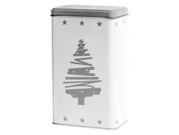 Boîte de Noël rectangulaire en étain avec décoration d'arbre cm 9x6x16 h cc 800. 2