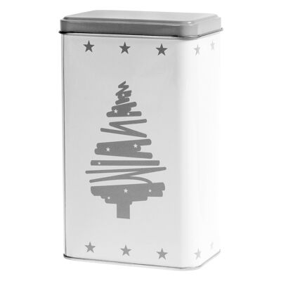 Rectangular Christmas tin in tin with tree decoration cm 9x6x16 h cc 800.