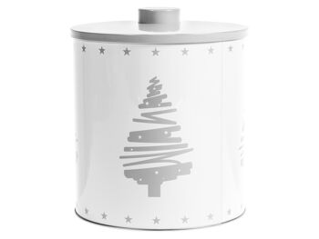 Boîte ronde Boîte de Noël avec décoration d'arbre cm 16x20 h lt 3 2
