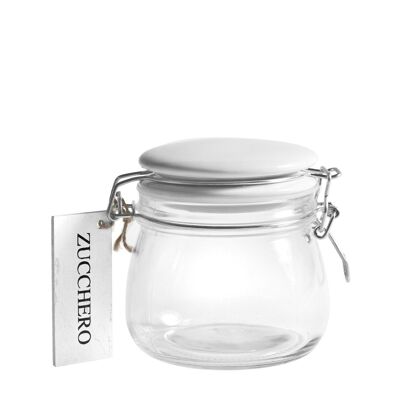 Glass jar with Ceram cap with sugar 500cc
