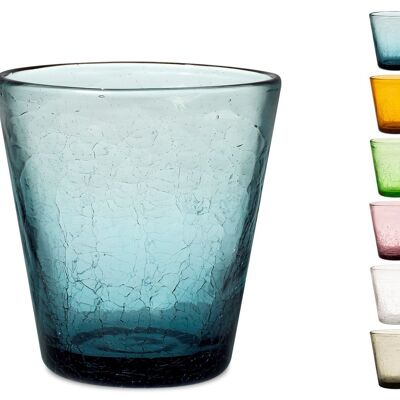 Bicchiere Gemma in vetro effetto cre cre colori assortiti forma conica cl 13