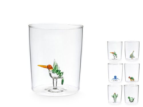 Bicchiere Miniatura in borosilicato con soggetti assortiti cl 55.